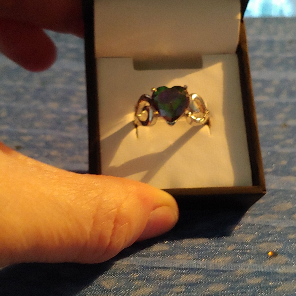 Heart shaped Mystic Topaz - size 7